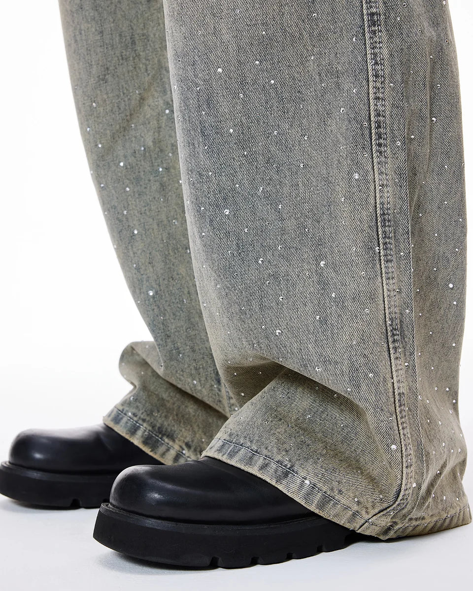 CLASSIC DIAMONDS GRAY BAGGY JEANS