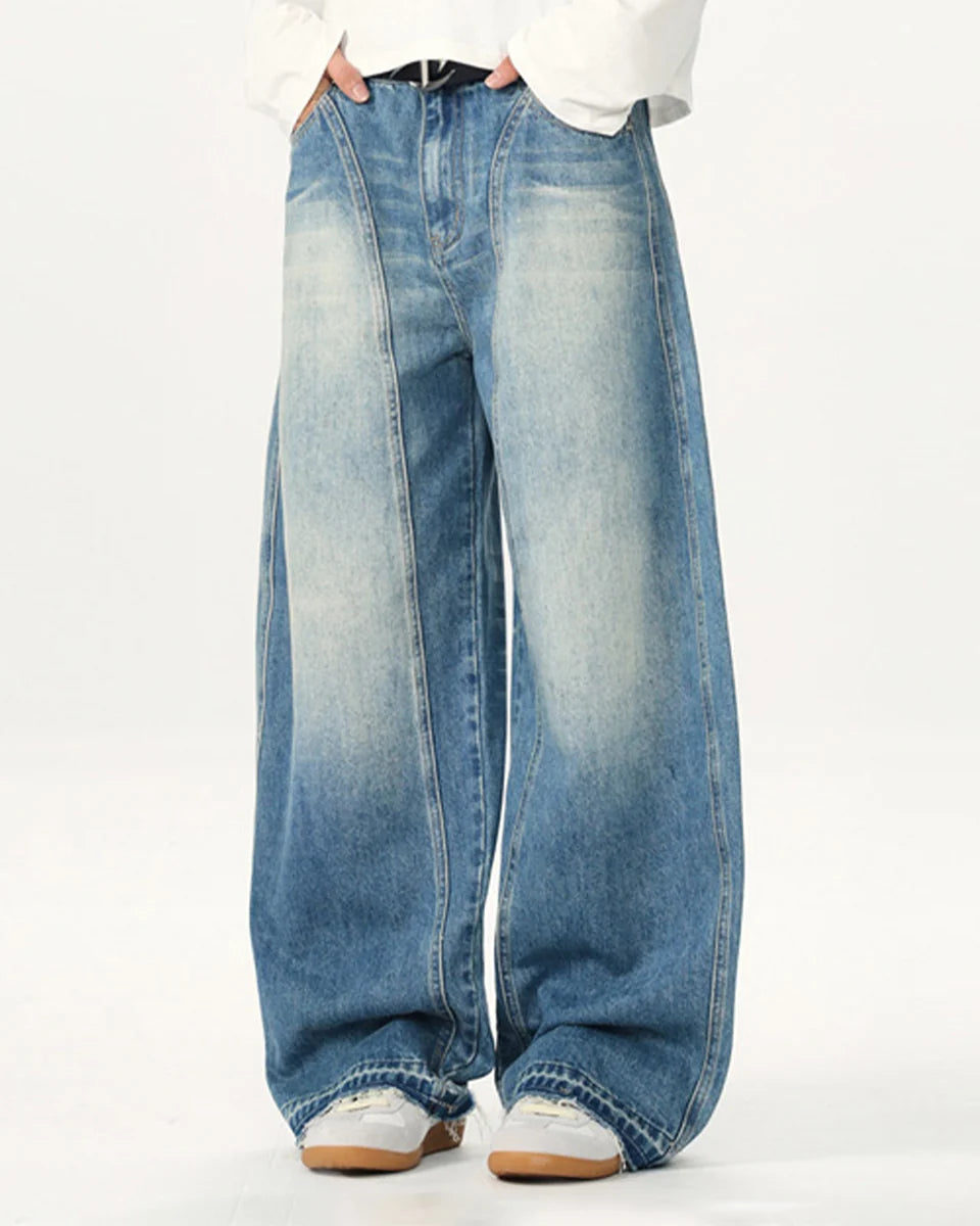 STRIPE BLUE BAGGY JEANS