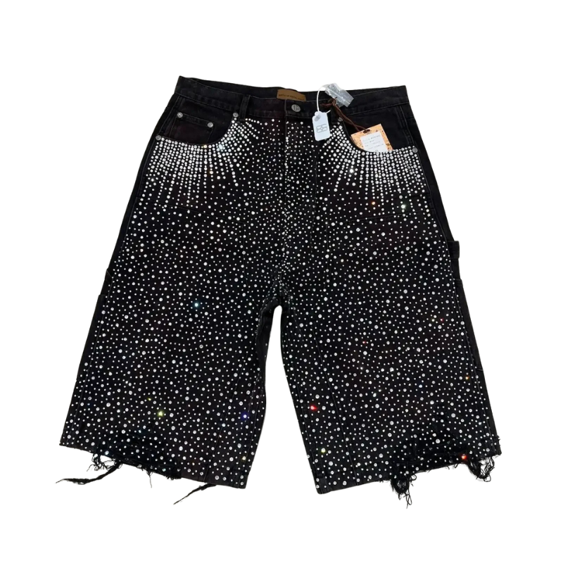 Arbitrary Rhinestone Shorts Jeans