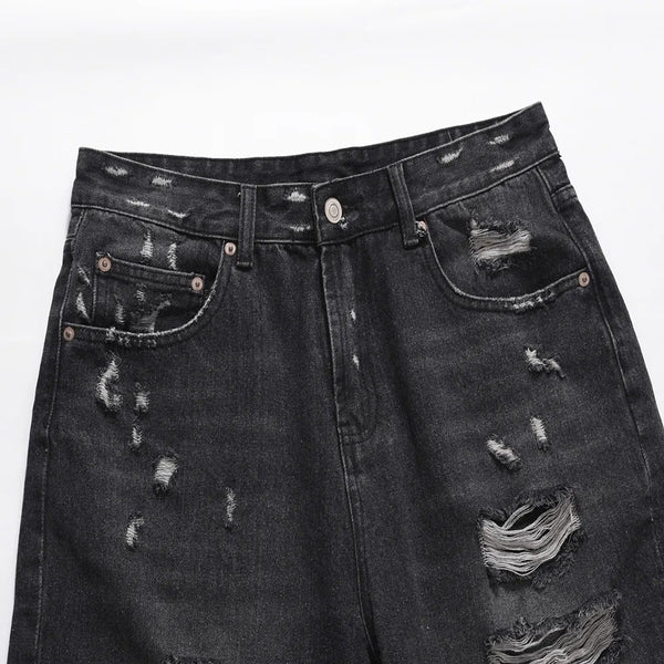 Black Ripped Shorts Jeans