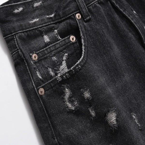 Black Ripped Shorts Jeans