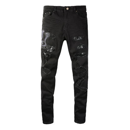 Black Snake Skin Jeans