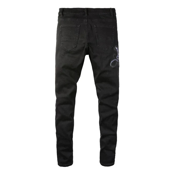 Black Snake Skin Jeans