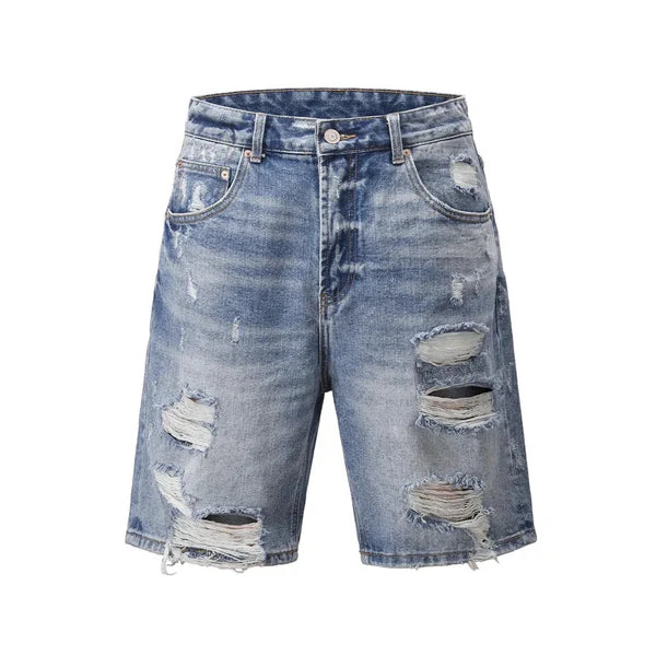 Blue Ripped Shorts Jeans