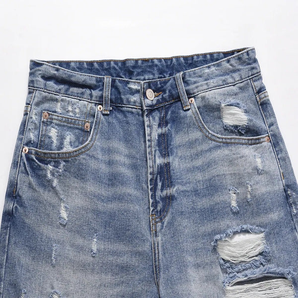 Blue Ripped Shorts Jeans