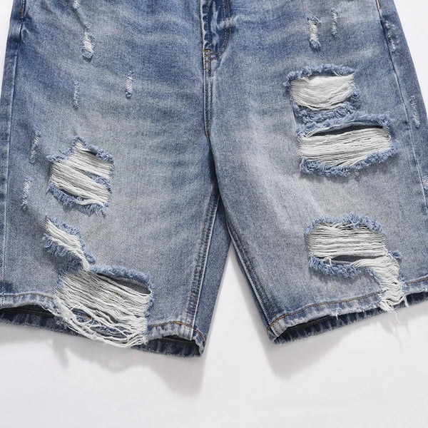 Blue Ripped Shorts Jeans