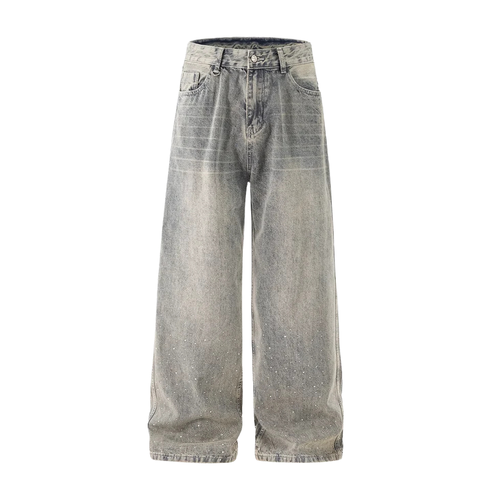 CLASSIC DIAMONDS GRAY BAGGY JEANS