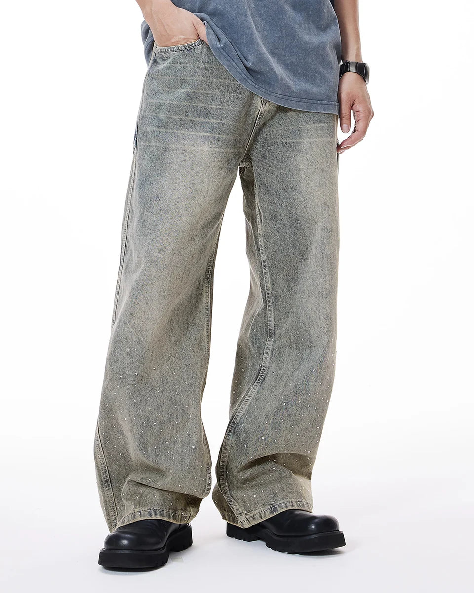 CLASSIC DIAMONDS GRAY BAGGY JEANS