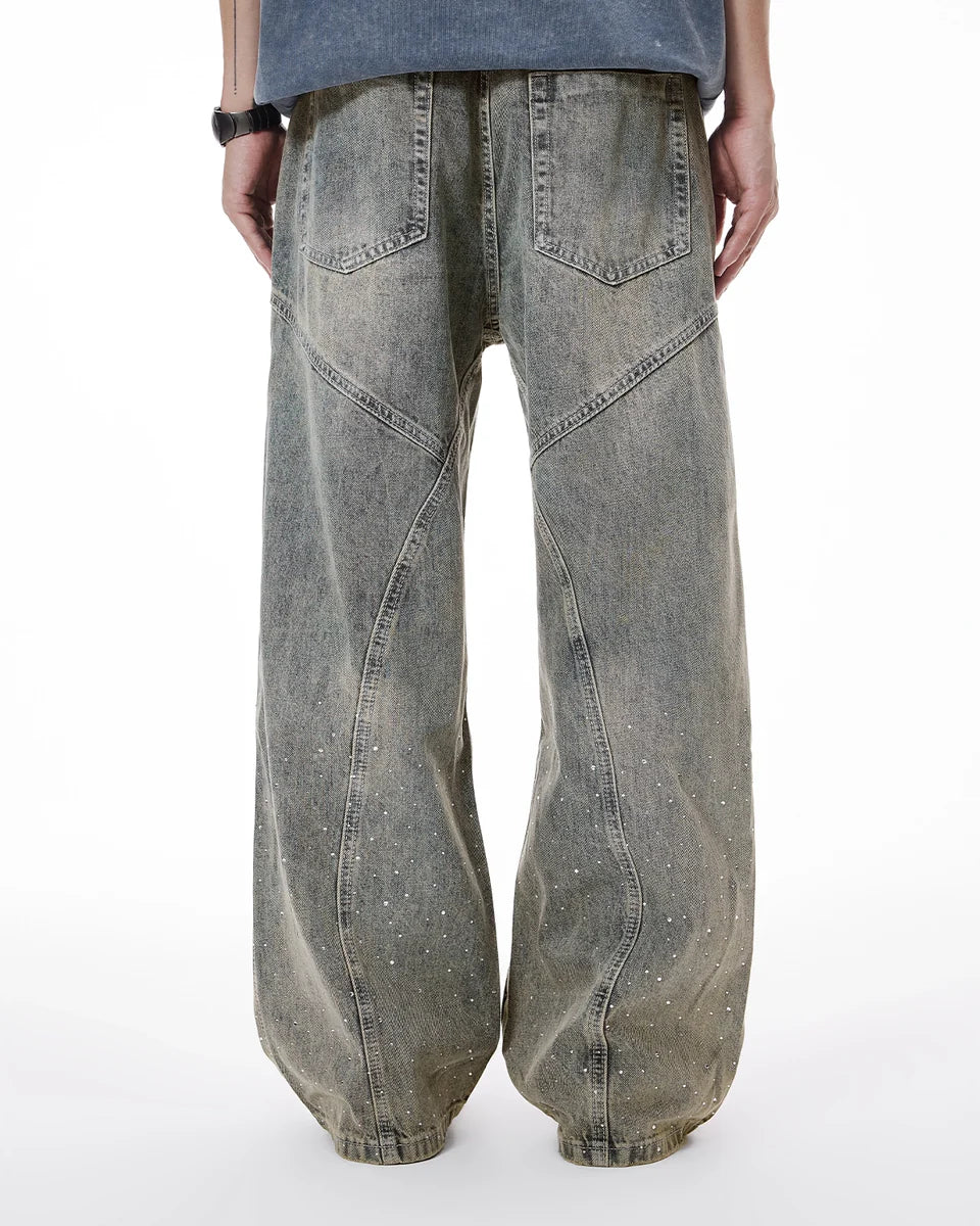 CLASSIC DIAMONDS GRAY BAGGY JEANS
