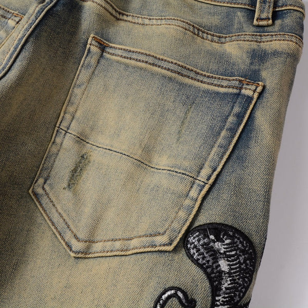 Cream Snake Jeans