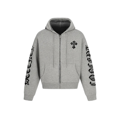 Cropped Gothic Grey Hoodie