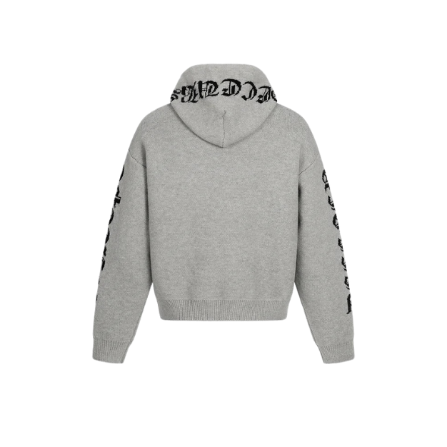 Cropped Gothic Grey Hoodie