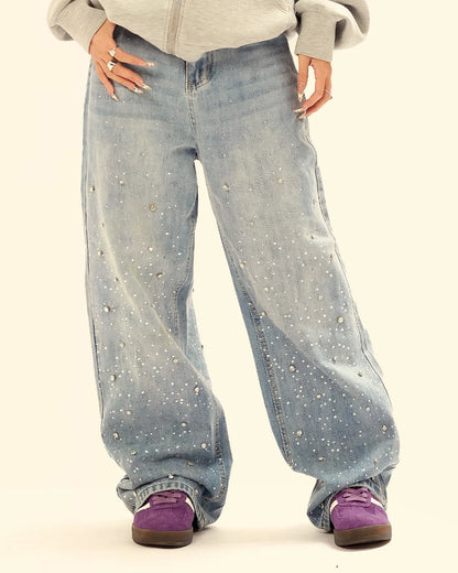 DIAMONDS LIGHT BLUE BAGGY JEANS