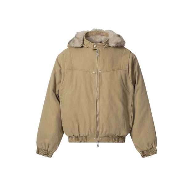 Detachable Fur Beige Jacket
