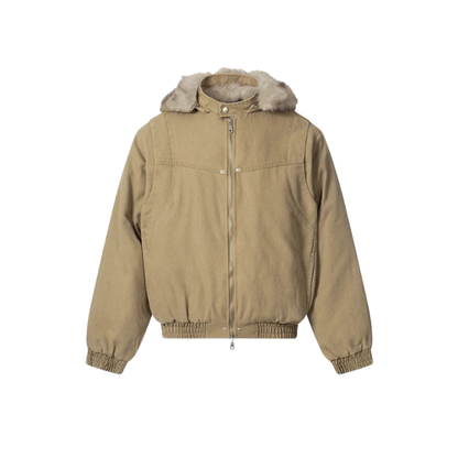 Detachable Fur Beige Jacket