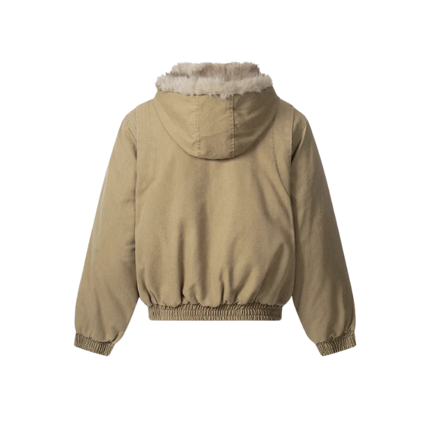 Detachable Fur Beige Jacket
