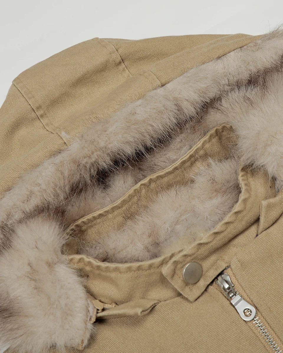 Detachable Fur Beige Jacket