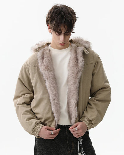 Detachable Fur Beige Jacket