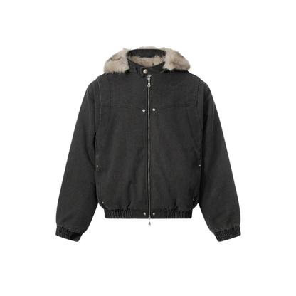 Detachable Fur Beige Jacket