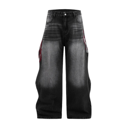 FLAME BLACK BAGGY JEANS