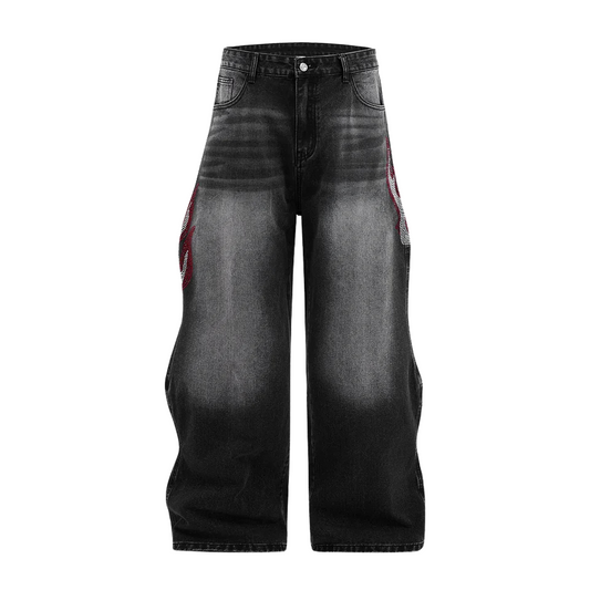 FLAME BLACK BAGGY JEANS
