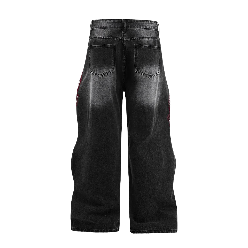 FLAME BLACK BAGGY JEANS