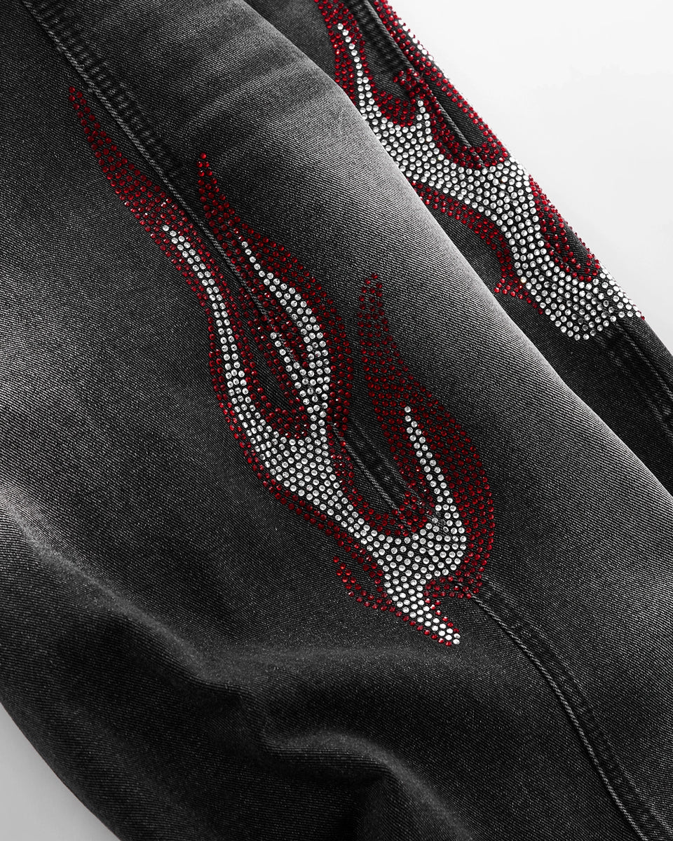 FLAME BLACK BAGGY JEANS