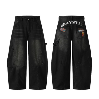GRAPHIC BLACK BAGGY JEANS