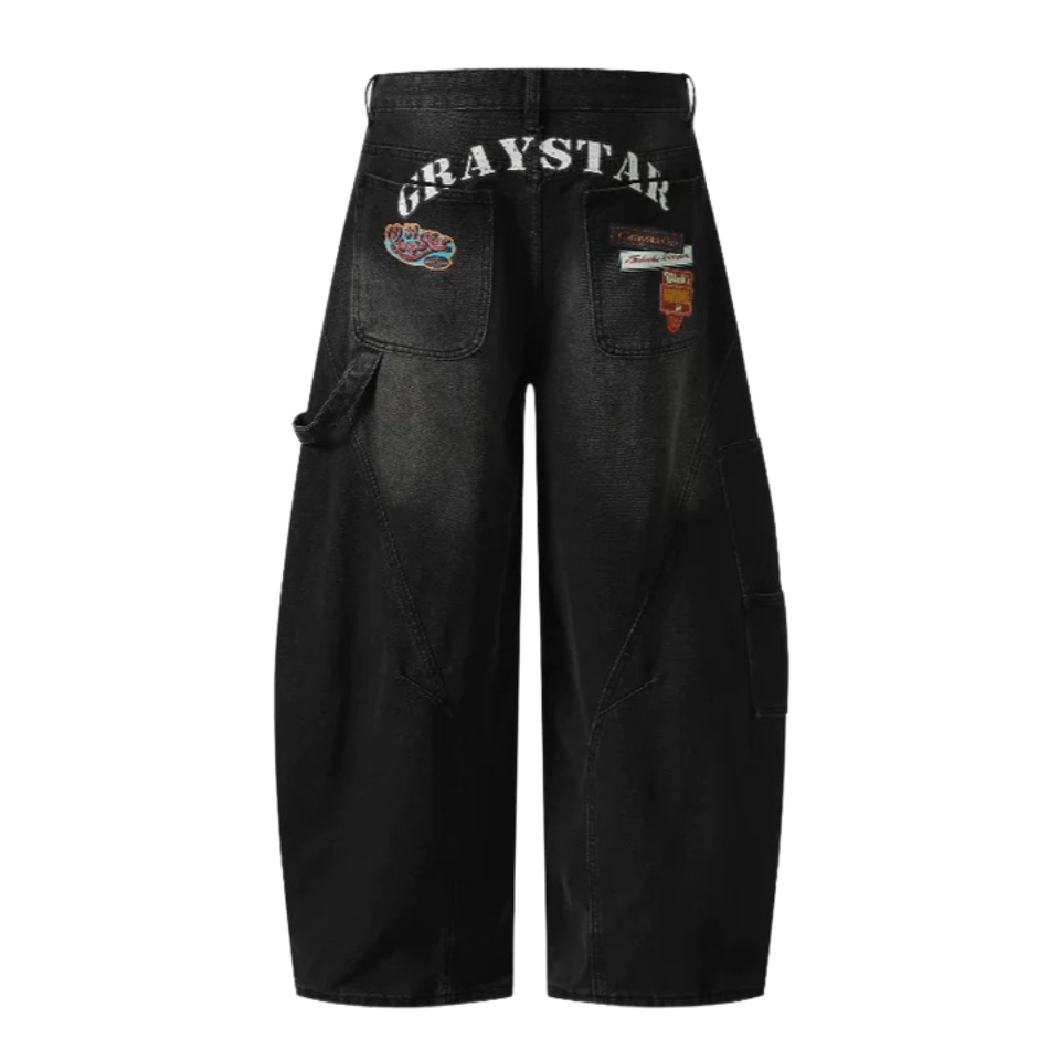 GRAPHIC BLACK BAGGY JEANS