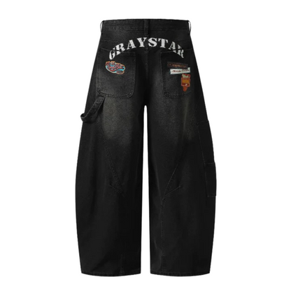 GRAPHIC BLACK BAGGY JEANS