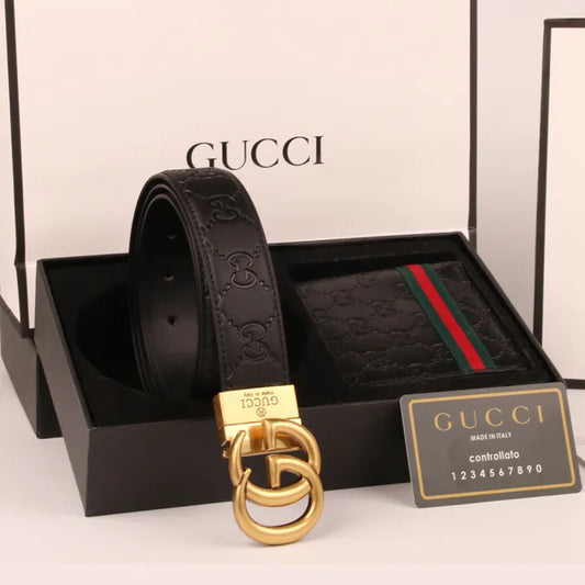 GUCCI - CLASSIC LOGO GOLD MATT + BLACK WALLET