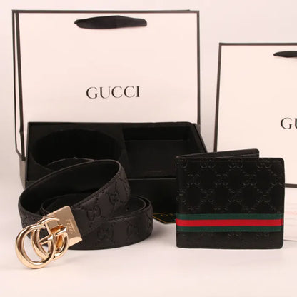 GUCCI - CLASSIC GOLD LOGO + BLACK WALLET