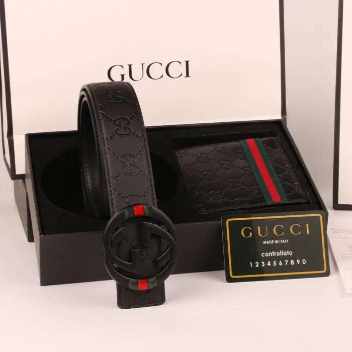 GUCCI - CLASSIC PATTERN BLACK + BLACK WALLET