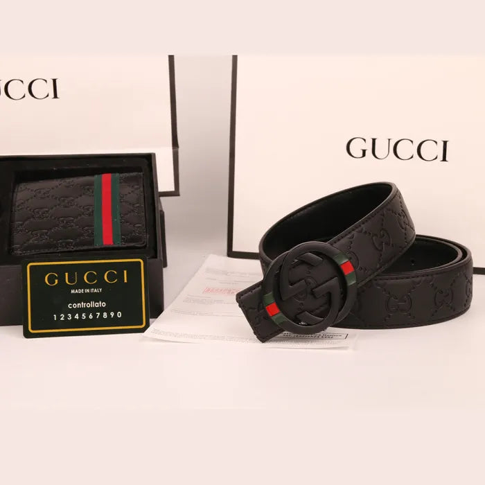 GUCCI - CLASSIC PATTERN BLACK + BLACK WALLET