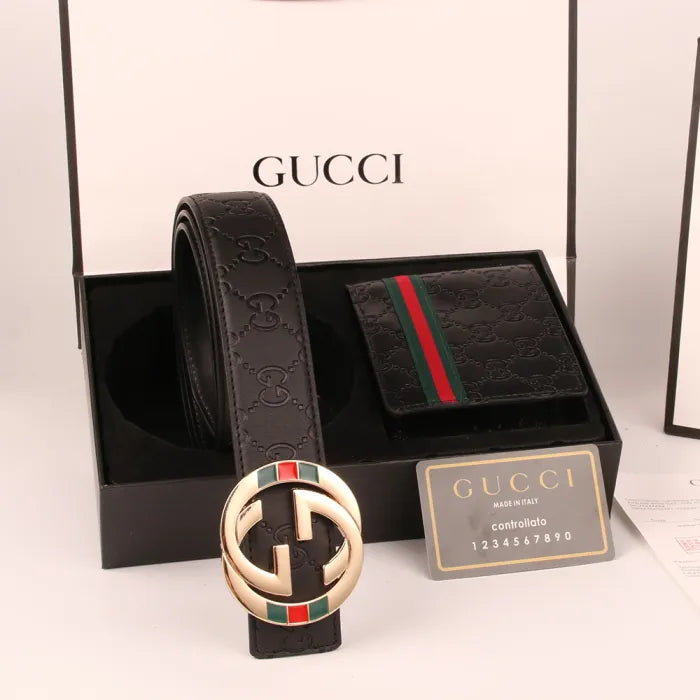 GUCCI - CLASSIC PATTERN GOLD + BLACK WALLET