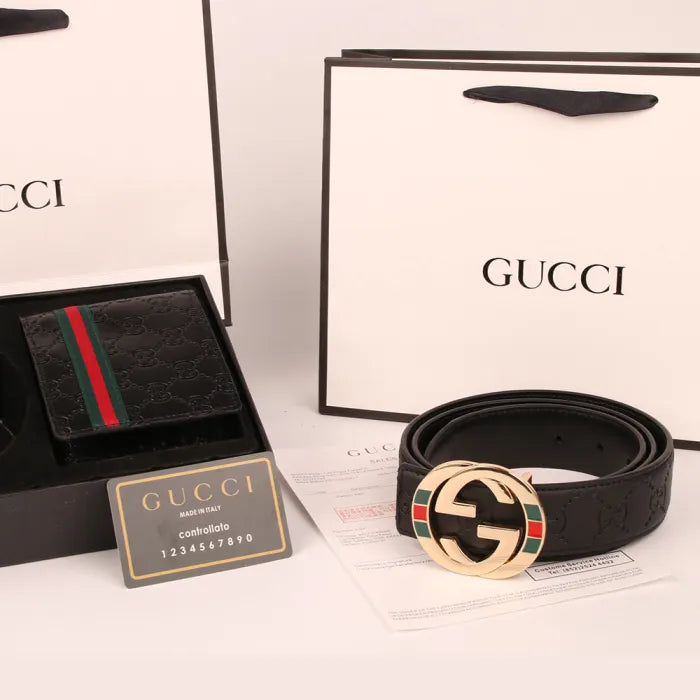 GUCCI - CLASSIC PATTERN GOLD + BLACK WALLET