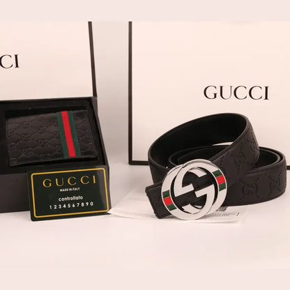 GUCCI - CLASSIC PATTERN SILVER + BLACK WALLET