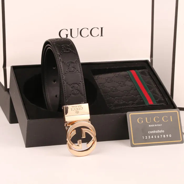 GUCCI - INTERLOCKING GOLD + BLACK WALLET