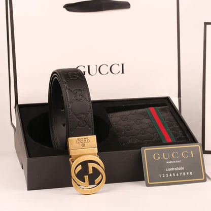 GUCCI - INTERLOCKING GOLD MATT + BLACK WALLET