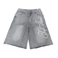Grey Rhinestone Shorts Jeans