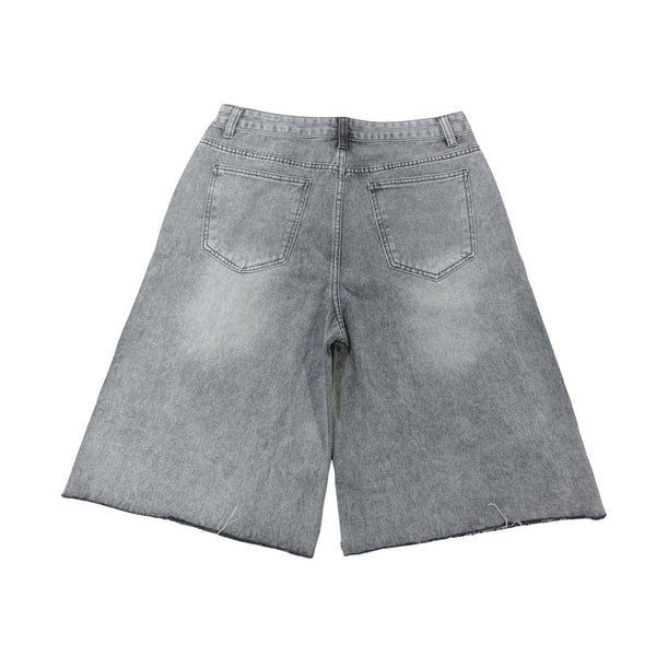 Grey Rhinestone Shorts Jeans