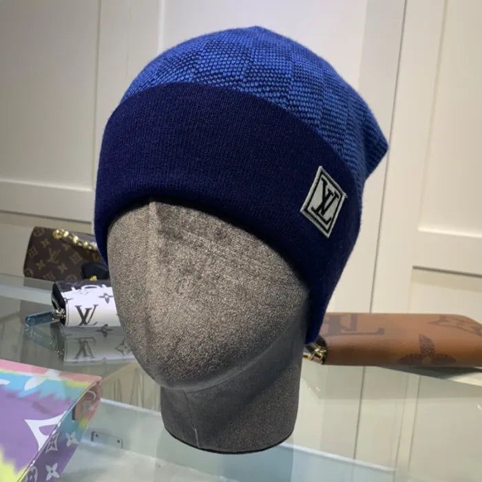 LV BEANIE - CHECKERED BLUE