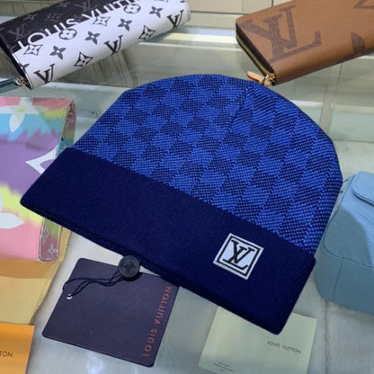 LV BEANIE - CHECKERED BLUE