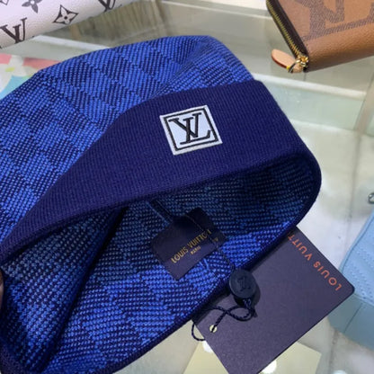 LV BEANIE - CHECKERED BLUE