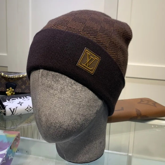 LV BEANIE - CHECKERED BROWN