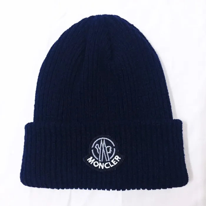 MONCLER BEANIE - BLUE LOGO