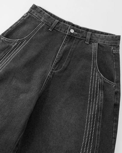 Multiple Rinestone Stripes Jeans