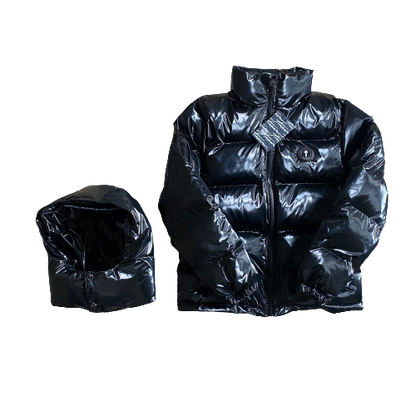 DETACHABLE HOOD PUFFER – SHINY BLACK