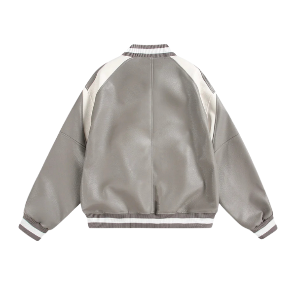 Panda Stripes Beige Leather Jacket