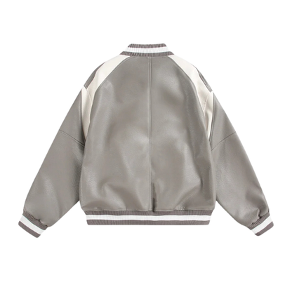 Panda Stripes Beige Leather Jacket